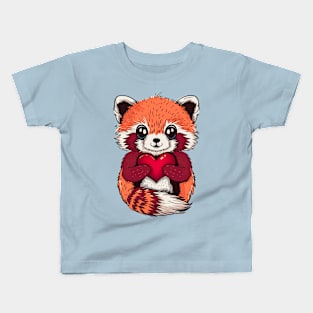 Cute Red Panda for Valentines Day Kids T-Shirt